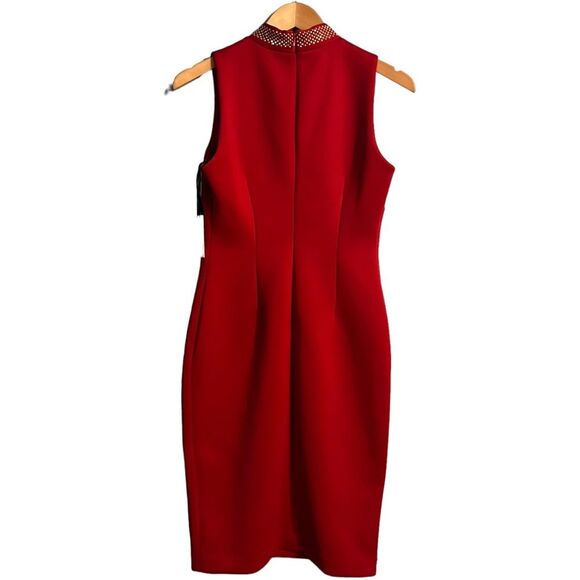 Calvin Klein Women's Red Sleeveless V-Neck Scuba Sheath Dress Sz 4 NWT🏷 - Picture 10 of 16